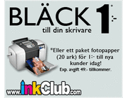 Bläckpatron eller fotopapper för 1 kr hos inkClub