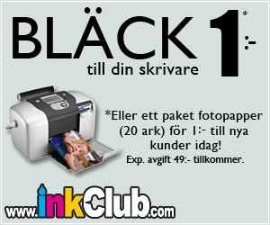 Bläckpatron eller fotopapper för 1 kr hos inkClub