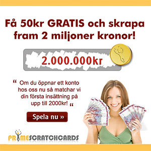 Du får 50 kr hos Prime Scratch Cards